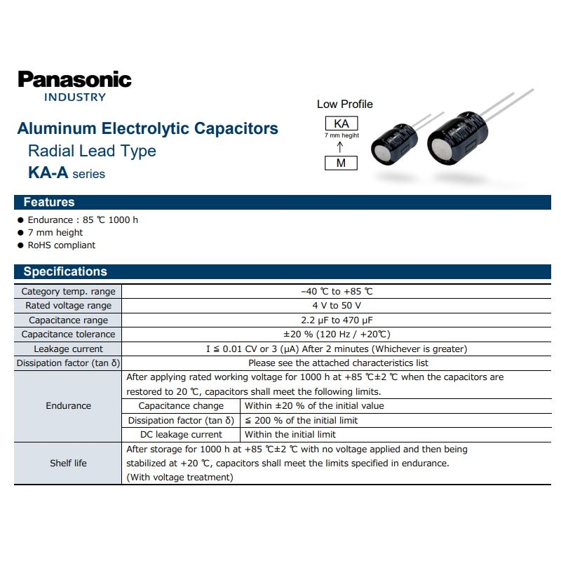مجموعه 24 عددی خازن الکترولیتی صوتی 330uF / 6.3V مالزی مارک PANASONIC سری KA
