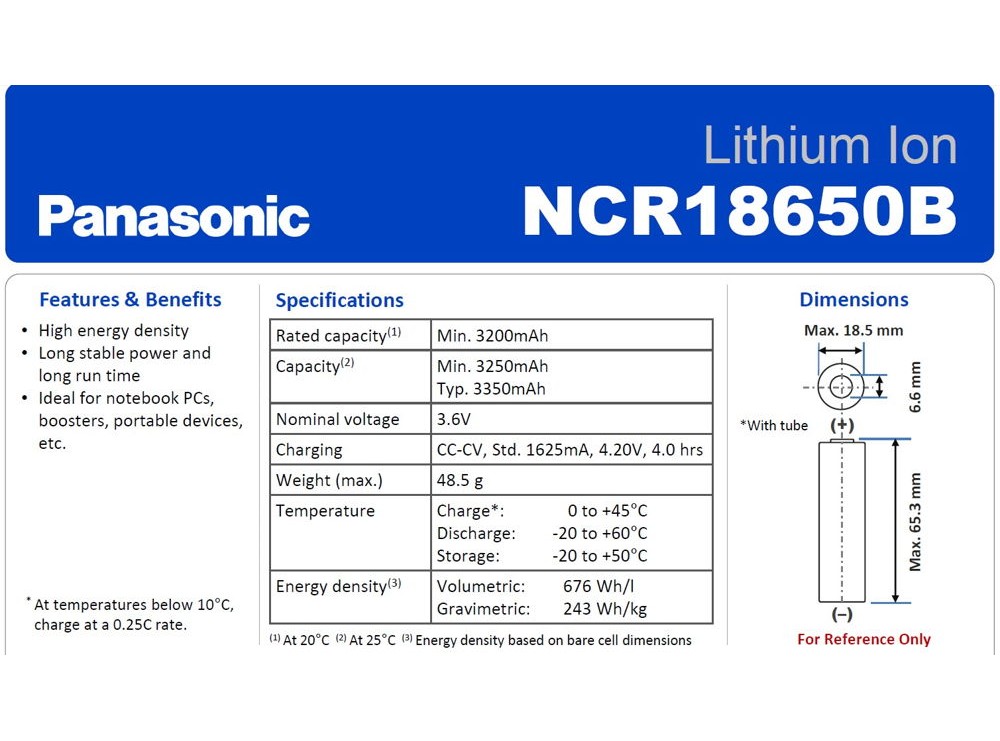 باتری لیتیوم یون 3.6v سایز 18650 3350mAh مارک Panasonic مدل NCR18650B
