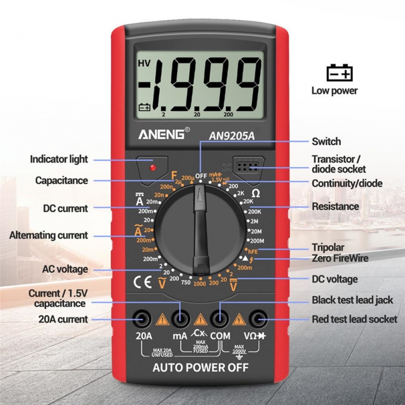 مولتی متر دیجیتال ANENG مدل +AN9205A