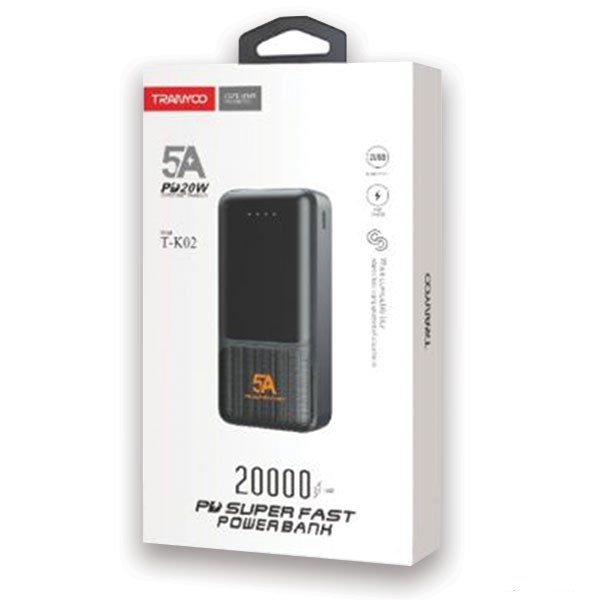 پاوربانک ترانیو مدل T-K02 ظرفیت 20000 میلی آمپر