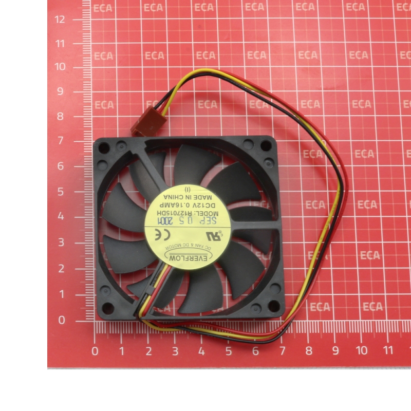 مجموعه 3 عددی فن 12V سه سیمه سایز 7x7 ضخامت 1.5cm مارک EVERFLOW مدل R127015DH