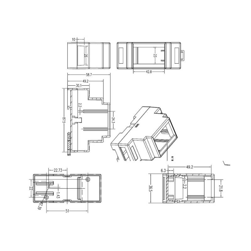 مجموعه 4 عددی جعبه ریلی Rail Box سفید وارداتی 88x37x59mm مجموعه 4 عددی جعبه ریلی Rail Box سفید وارداتی 88x37x59mm