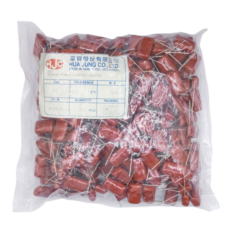 خازن پلی استر %5 / 10nF / 1000V تایوانی مارک HJC بسته200 تایی
