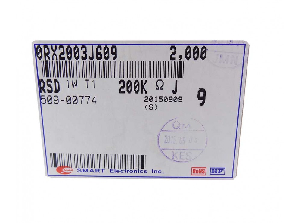 مجموعه 5 عددی مقاومت متال اکسید 200K اهم 1W کره ای مارک SMART سری RSD بسته 50 تایی