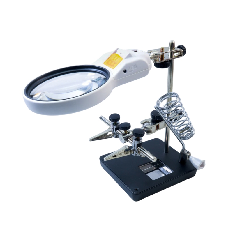 گیره مونتاژ ذره بین دار به همراه پایه هویه مدل MG16129AC1