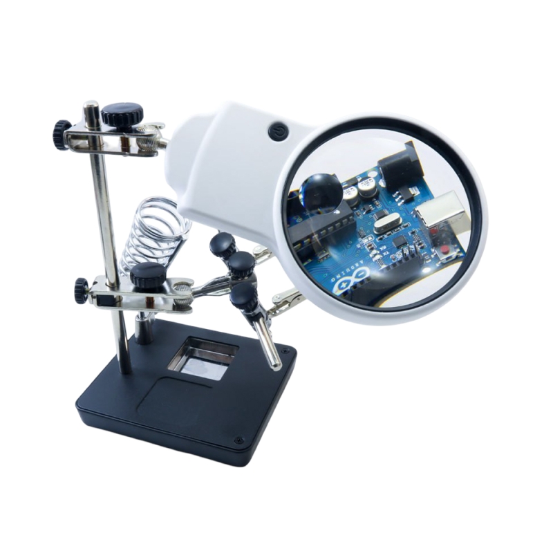 گیره مونتاژ ذره بین دار به همراه پایه هویه مدل MG16129AC1