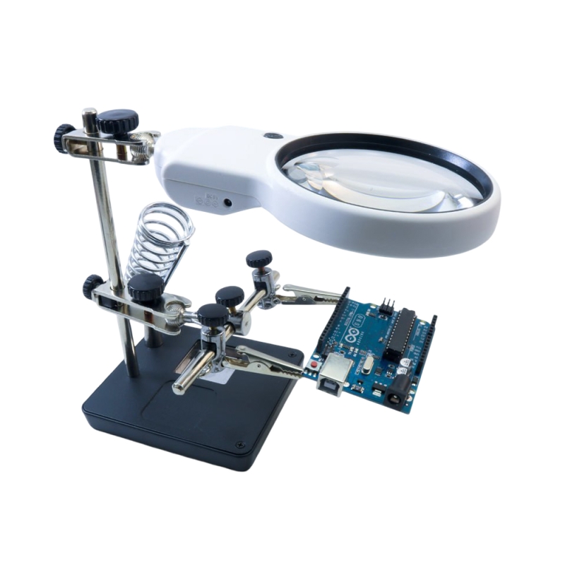 گیره مونتاژ ذره بین دار به همراه پایه هویه مدل MG16129AC1