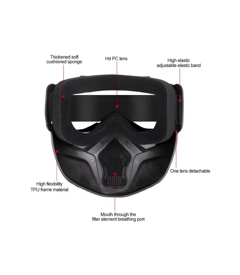 ماسک و عینک ایمنی بهمراه محافظ صورت راکیبا RAKIBA طلق زرد