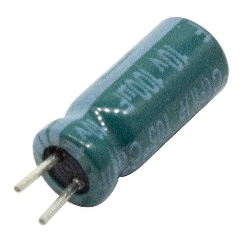 خازن الکترولیتی 100uF / 10V تایوانی مارک TAICON با طول عمر بالا بسته500 تایی