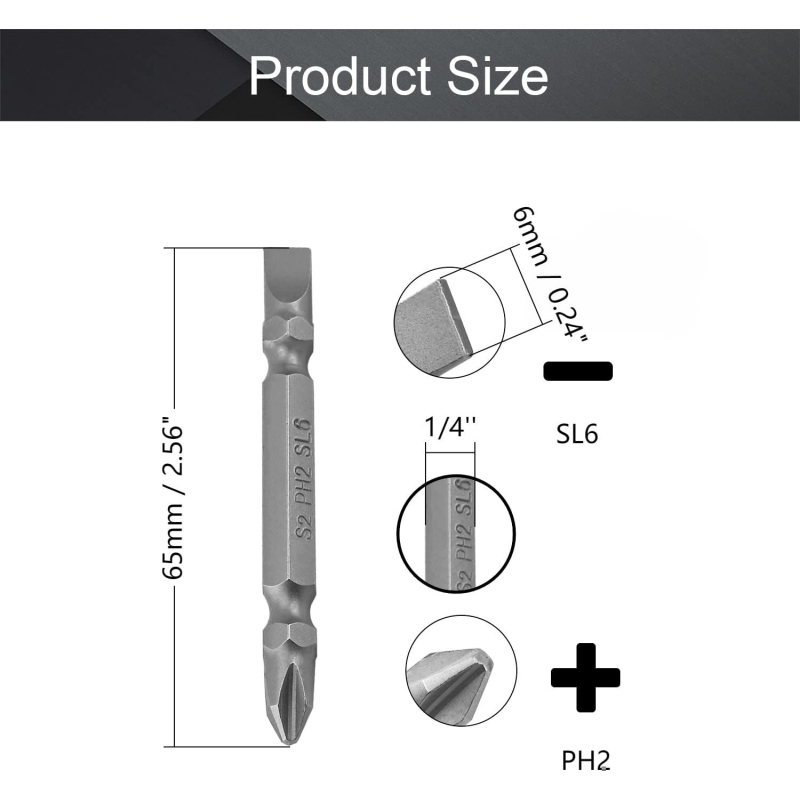 مجموعه 11 عددی سری پیچ گوشتی دو سر فولادی PH2-SL6 مدل PSL