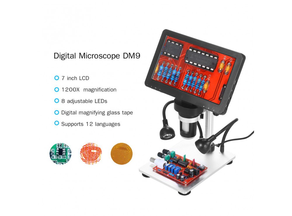میکروسکوپ دیجیتال 1200X Portable Digital Microscope دارای نمایشگر 7 اینچی مدل DM9