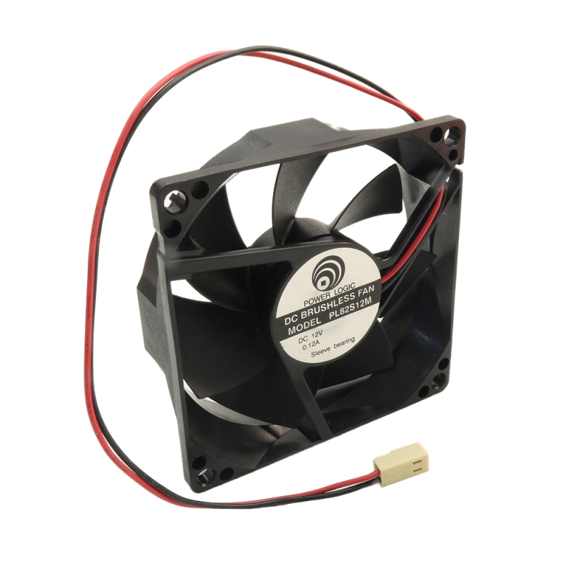 مجموعه 2 عددی فن 12V دو سیمه سایز 8x8 ضخامت 2cm مارک POWER LOGIC مدل PL82S12M