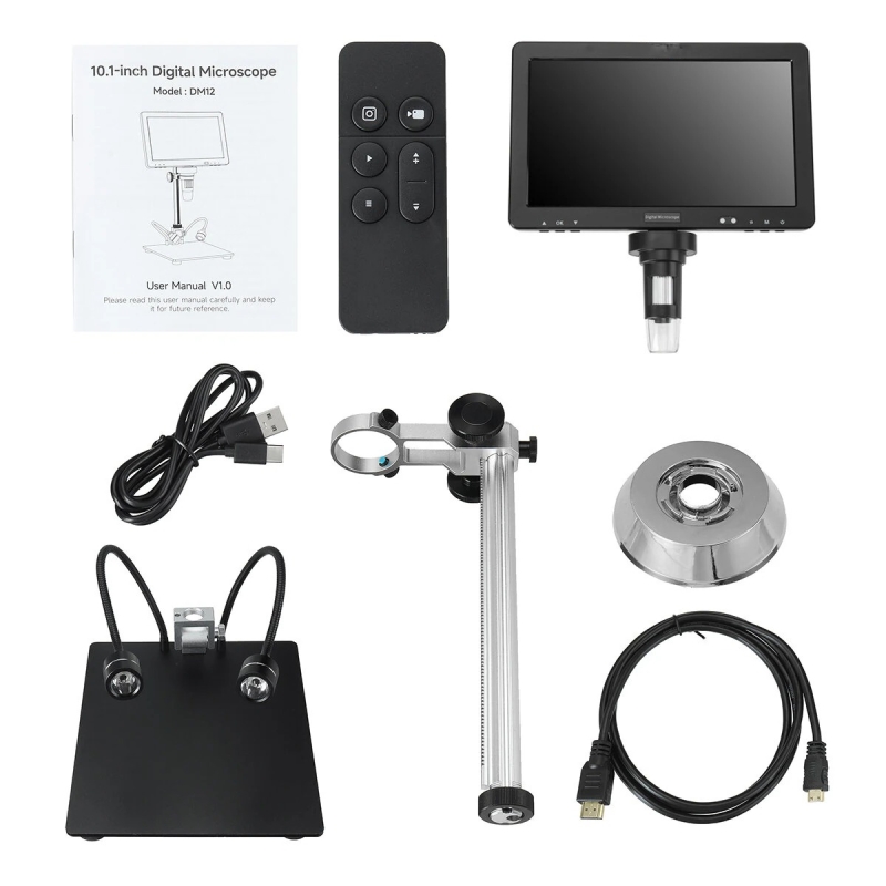 میکروسکوپ دیجیتال 2000X Portable Digital Microscope دارای نمایشگر 10.1 اینچی مدل DM12