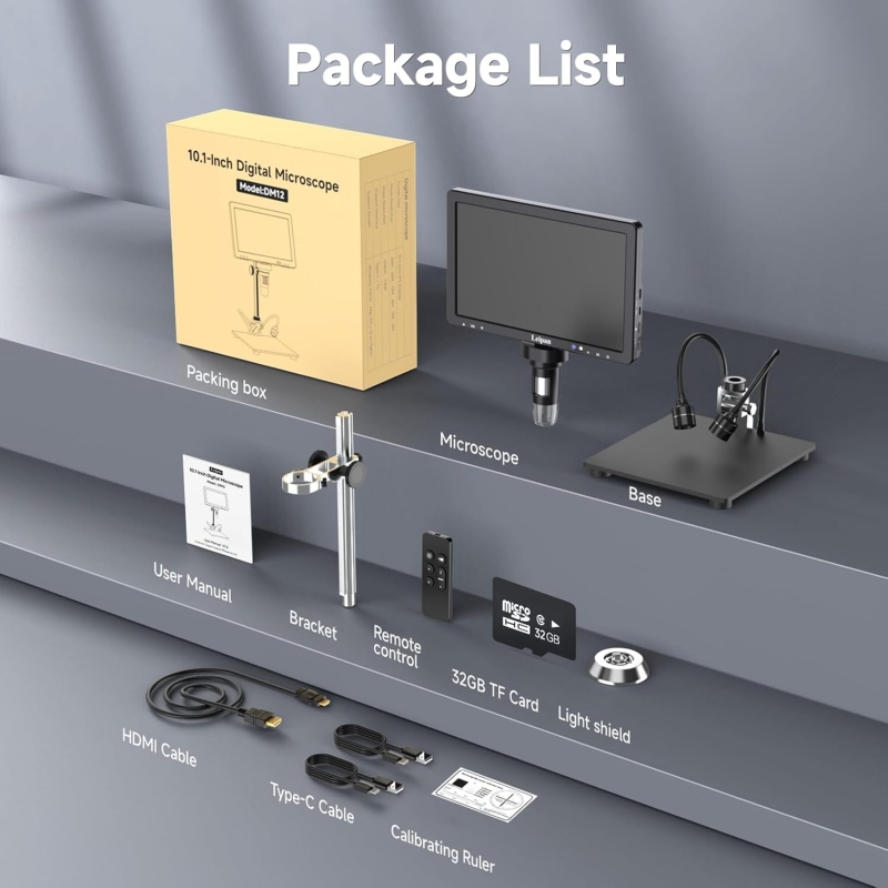 میکروسکوپ دیجیتال 2000X Portable Digital Microscope دارای نمایشگر 10.1 اینچی مدل DM12