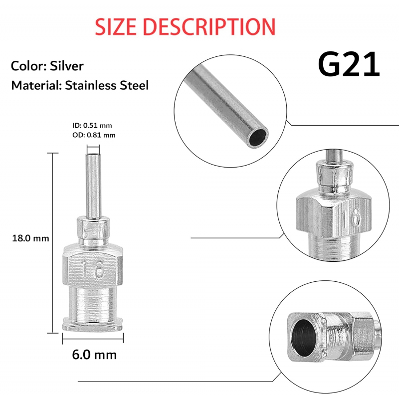 مجموعه 4 عددی نازل فولادی ضد زنگ 21G مخصوص سرنگ های قلع و خمیر فلاکس مجموعه 4 عددی نازل فولادی ضد زنگ 21G مخصوص سرنگ های قلع و خمیر فلاکس