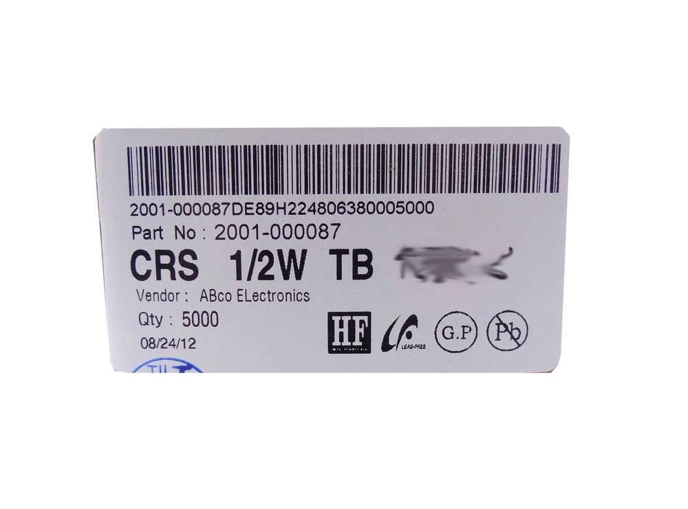 مجموعه 5 عددی مقاومت فشرده 120K اهم 1/2W کره ای مارک ABCO سری CRS بسته200 تایی