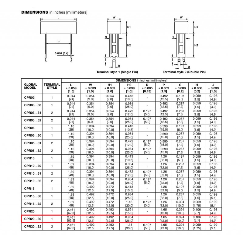 مجموعه 7 عددی مقاومت آجری 180 اهم 20W پکیج CPR20