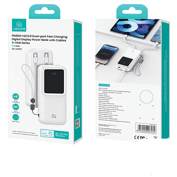 پاوربانک یوسمز مدل CD212 ظرفیت 20000 میلی آمپر ساعت