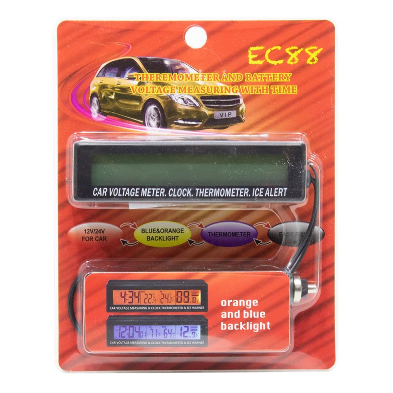 دماسنج و ساعت دیجیتال خودرو مدل EC88 دماسنج و ساعت دیجیتال خودرو مدل EC88