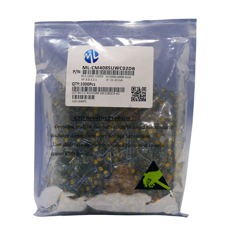 LED کلاهی چیپ بزرگ سفید آفتابی 5mm مارک ML بسته1000 تایی