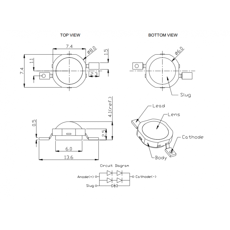 مجموعه 15 عددی LED COB سفید آفتابی 5W مارک PROLIGHT OPTO مدل PG1C-5LWS مجموعه 15 عددی LED COB سفید آفتابی 5W مارک PROLIGHT OPTO مدل PG1C-5LWS