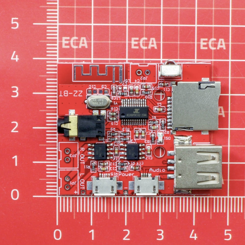 ماژول آمپلی فایر 2X3W بلوتوث دار ZZ-BT با قابلیت پخش آهنگ از USB و TF-Card به همراه ریموت کنترل