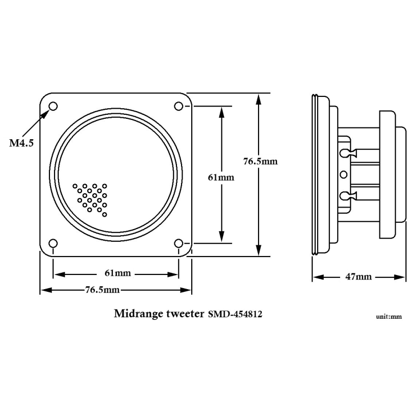 بلندگو 8 اهم 2 وات سایز 3 اینچ مدل SMD-454812