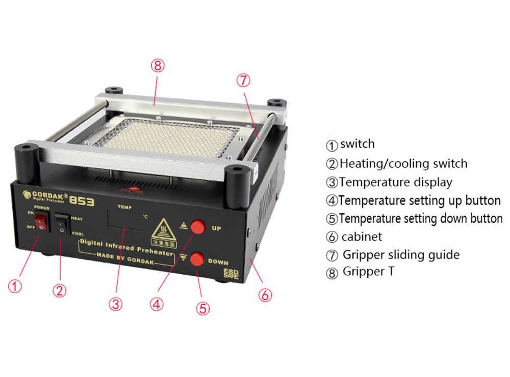 پری هیتر دیجیتال IR رومیزی GORDAK 853