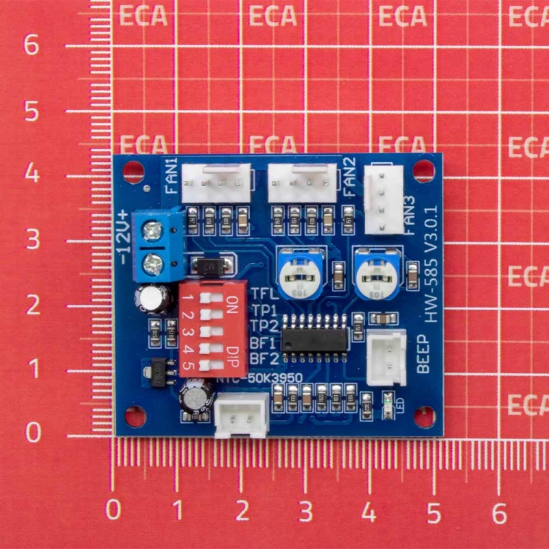 ماژول کنترل دور فن 12 ولت سه کاناله PWM دارای NTC مدل HW-585