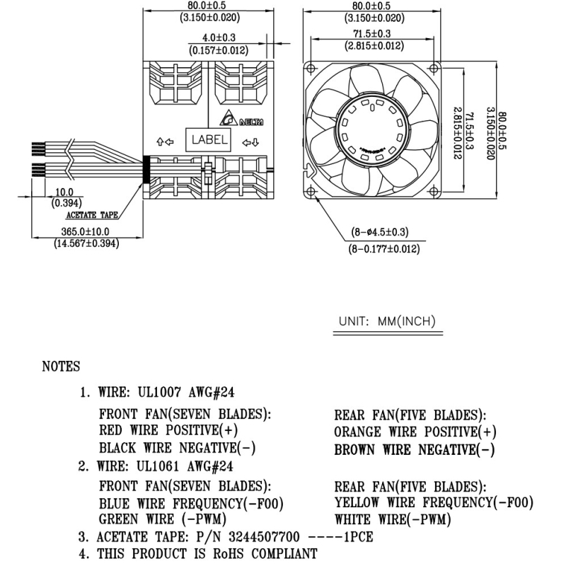 جت فن 12V-8A سایز 8x8x8cm مدل GFM0812DW مارک DELTA