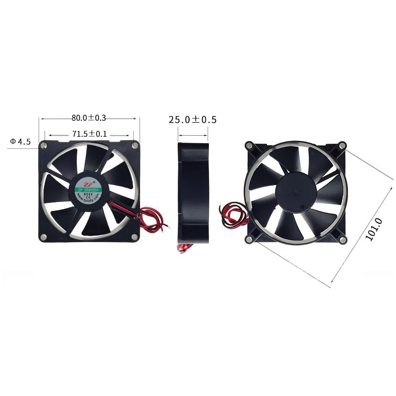 مجموعه 4 عددی فن 12V ساده 8025 سایز 8x8 ضخامت 2.5cm مجموعه 4 عددی فن 12V ساده 8025 سایز 8x8 ضخامت 2.5cm