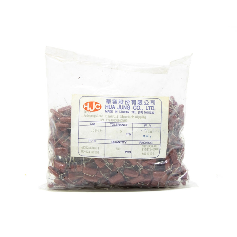 خازن پلی استر %5 / 4.7nF / 630V تایوانی مارک HJC بسته500 تایی