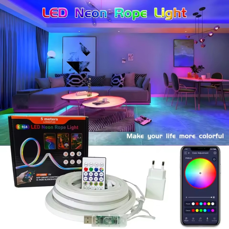 ریسه نئون فلکسی RGB پنج متری