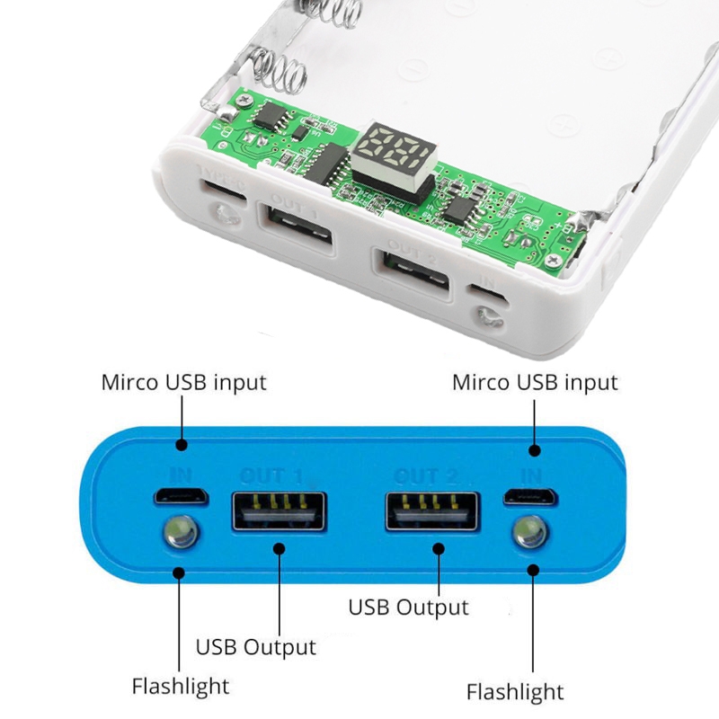 کیس پاوربانک 20000mAh دو خروجی USB به همراه نمایشگر و برد 8 باتری مدل C18