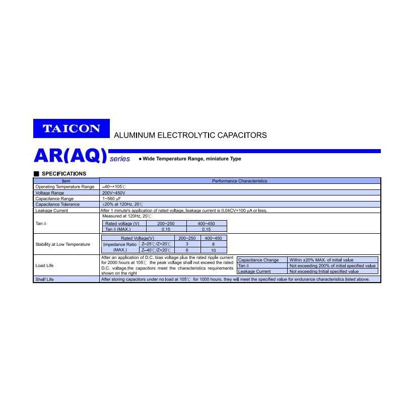 مجموعه 24 عددی خازن الکترولیتی 6.8uF / 400V تایوانی مارک TAICON سری AQ