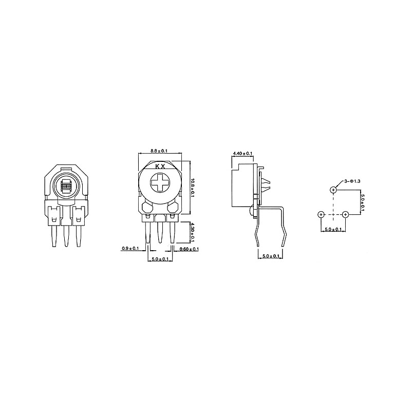 مجموعه 28 عددی پتانسیومتر صنعتی 2k اهم ایستاده مدل 118C