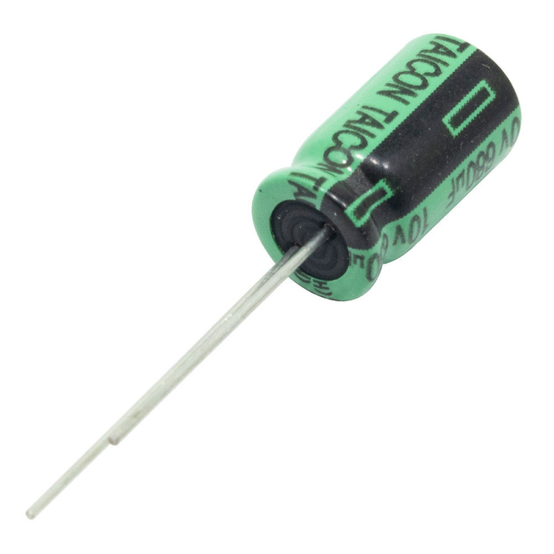 مجموعه 35 عددی خازن الکترولیتی 680uF / 10V تایوانی مارک TAICON با طول عمر بالا