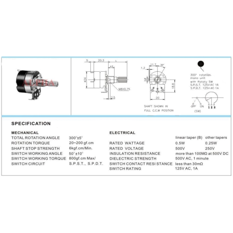 مجموعه 5 عددی روتاری سوئیچ صنعتی 10K اهم دو کاناله 250V مجموعه 5 عددی روتاری سوئیچ صنعتی 10K اهم دو کاناله 250V