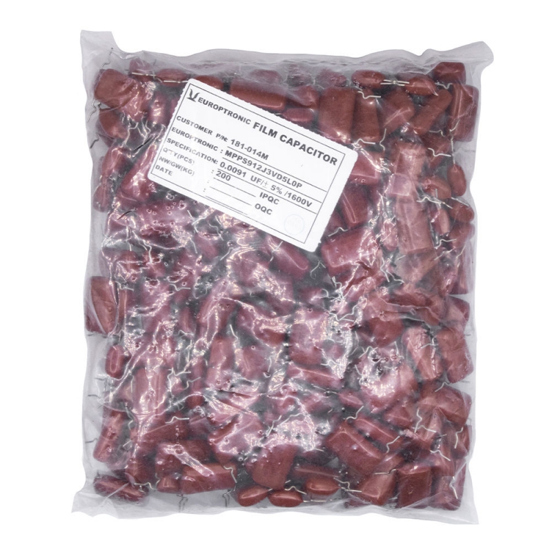 خازن پلی استر %5 / 9.1nF / 1600V تایوانی مارک EUROPTRONIC بسته200 تایی