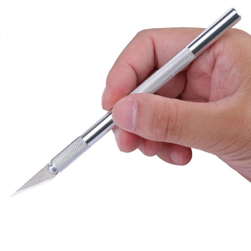 مجموعه 6 عددی کاتر قلمی بدنه فلزی نقره ای طول 14cm