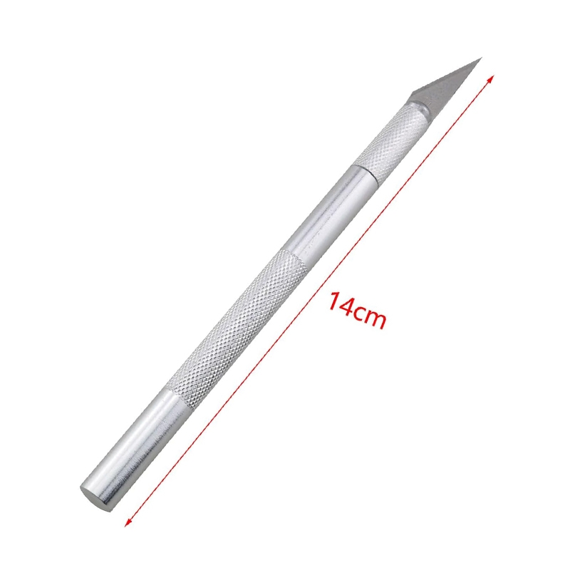 مجموعه 6 عددی کاتر قلمی بدنه فلزی نقره ای طول 14cm