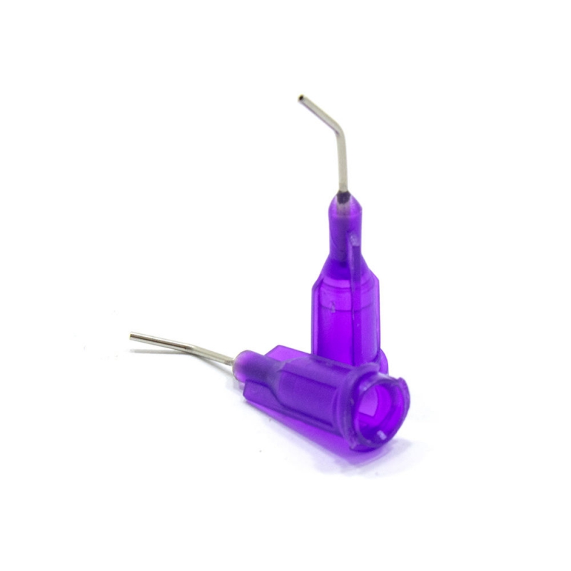 مجموعه 6 عددی نازل (سوزن) 21G بنفش سرکج مخصوص سرنگ های قلع و خمیر فلاکس