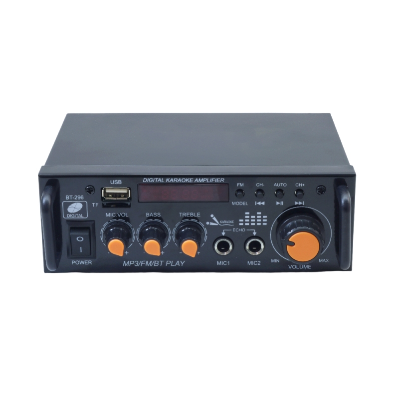 آمپلی فایر بلوتوثی دوبل 600W استریو با دو ورودی میکروفن مدل BT-296