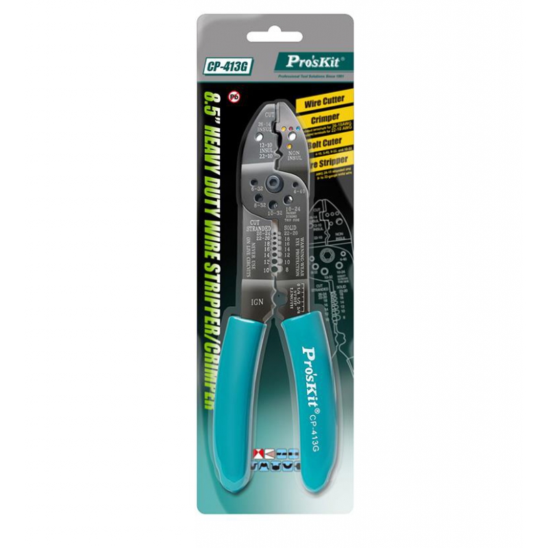انبر پرس کابلشو (سرسیم زن) - سیم لخت کن و سیم چین مارک Proskit مدل CP-413G