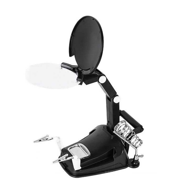 گیره مونتاژ ذره بین دار به همراه پایه هویه و نگهدارنده سیم لحیم مدل TH-7027 گیره مونتاژ ذره بین دار به همراه پایه هویه و نگهدارنده سیم لحیم مدل TH-7027