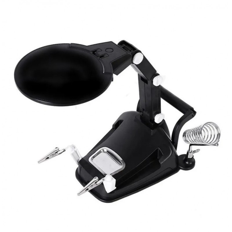 گیره مونتاژ ذره بین دار به همراه پایه هویه و نگهدارنده سیم لحیم مدل TH-7027 گیره مونتاژ ذره بین دار به همراه پایه هویه و نگهدارنده سیم لحیم مدل TH-7027