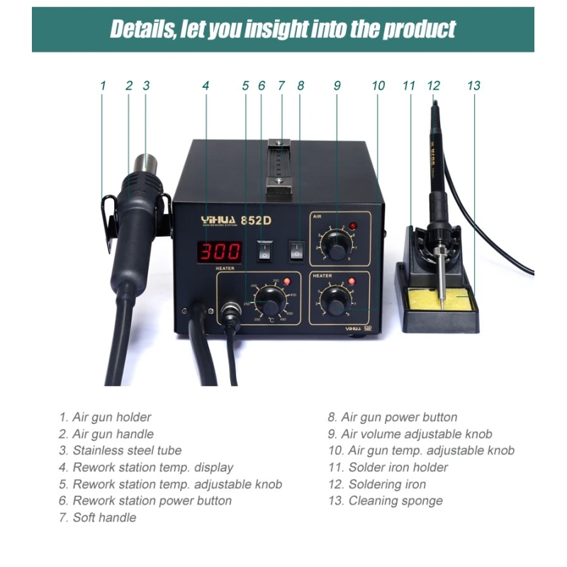 هیتر دوکاره دیجیتال YIHUA 852D