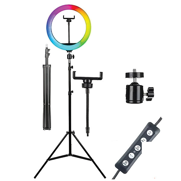 رینگ لایت 13 اینچ پی نت مدل LJJ-33 RGB به همراه سه پایه