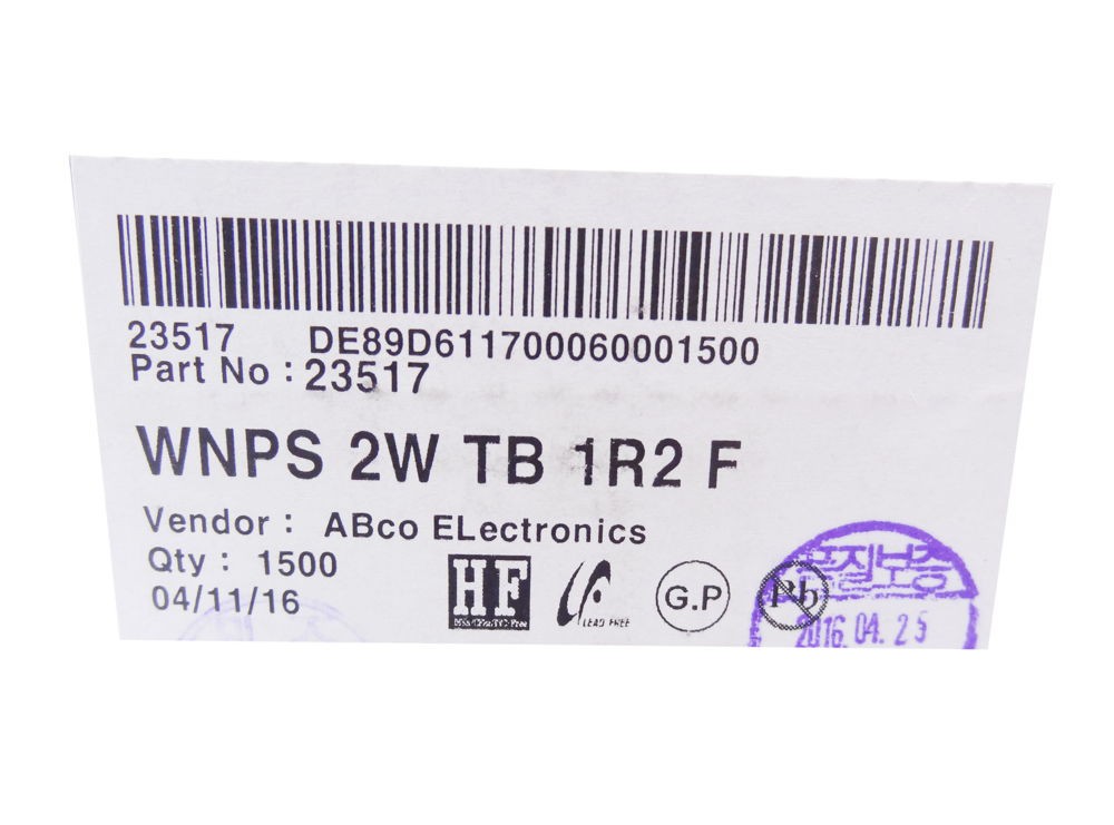 مجموعه 2 عددی مقاومت سیمی غیرسلفی 1.2 اهم %1 2W کره ای مارک ABCO سری WNPSبسته 50 تایی