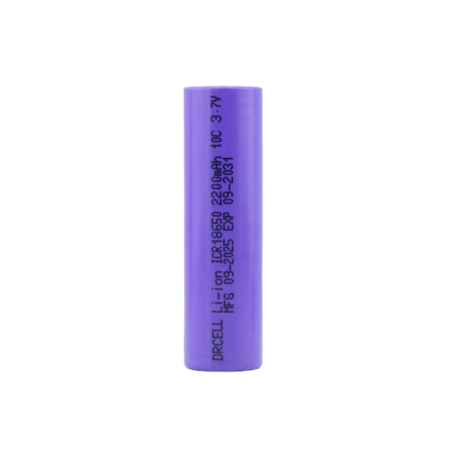 باتری لیتیوم یون 3.7v سایز 18650 سرتخت 2200mAh ضریب جریان 10C مارک DrCell